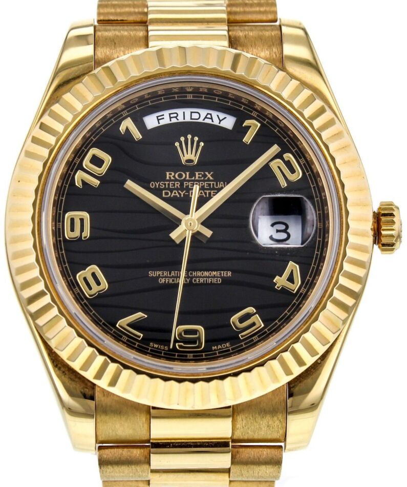 Rolex day date yellow gold black dial on sale