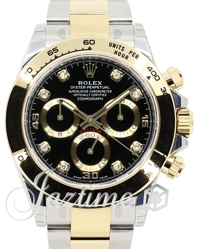 Rolex Daytona Yellow Gold/Steel Black Diamond Dial Oyster