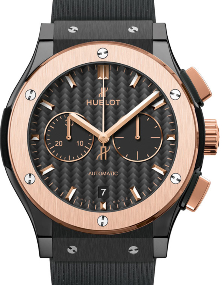 Hublot Classic Fusion Chronograph 541.CO.1781.RX Carbon Fiber Index Rose Gold Bezel Black Ceramic Case Rubber 42mm BRAND NEW