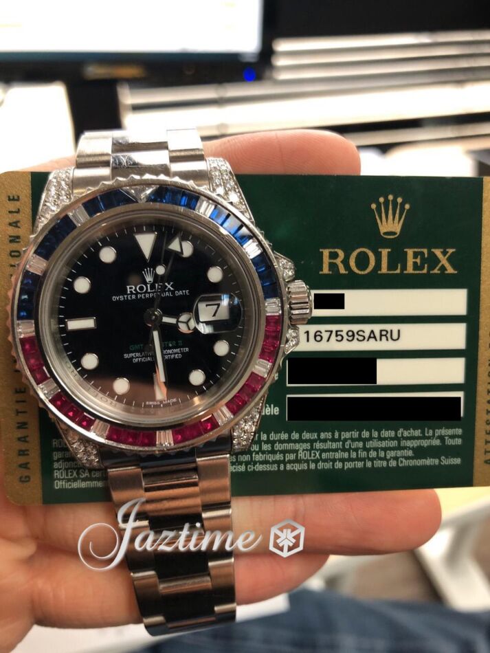 Rolex GMT Master II 116759SARU Ruby Sapphire Diamond 18k White Gold