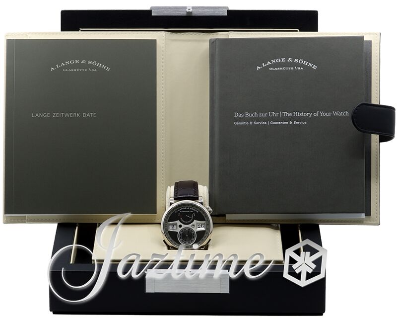 A Lange Sohne Zeitwerk Date White Gold 44.2mm Grey Dial 148.038