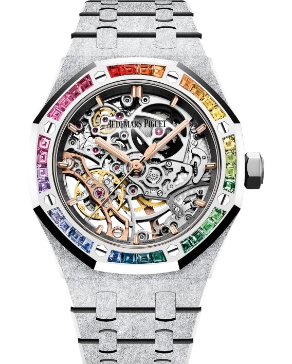 Audemars Piguet Royal Oak White Gold Frosted Double Balance Wheel Openworked 37mm Rainbow 15468BC.YG.1259BC.01
