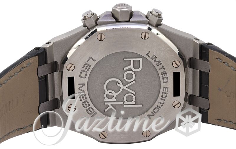 Audemars Piguet Royal Oak Leo Messi Chronograph Stainless Steel Tantalum Bezel 41mm Grey Index Dial Alligator