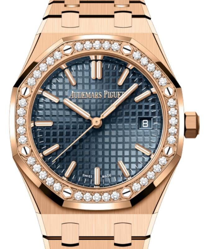 Audemars Piguet Royal Oak 50th Anniversary 34mm Rose Gold Blue Dial Diamond Bezel 77451OR.ZZ.1361OR.02