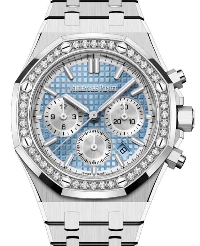 Audemars Piguet Royal Oak Chronograph 38mm Stainless Steel Light Blue Dial Diamond Bezel 26715ST.ZZ.1356ST.01