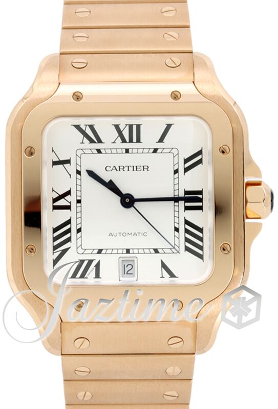 Santos De Cartier Large Silver Dial Rose Gold WGSA0018