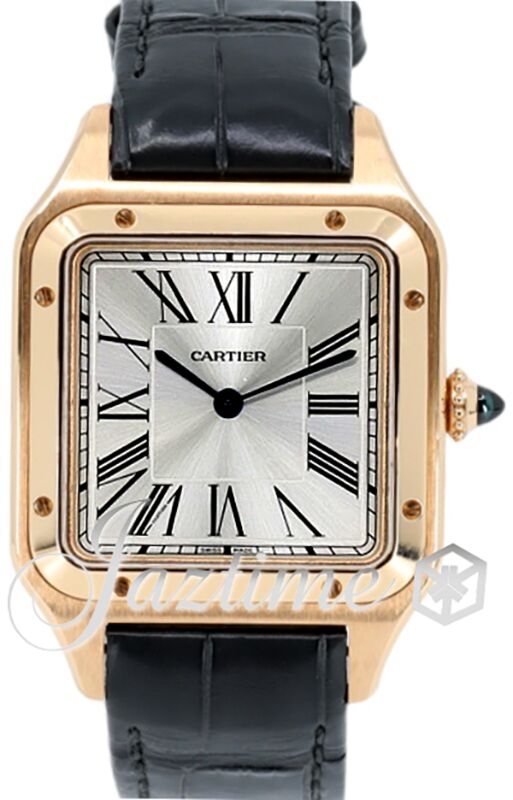 Cartier Santos-Dumont Large Quartz Rose Gold Silver Dial