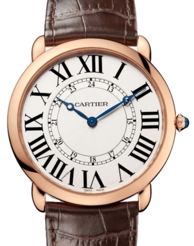 Cartier Ronde Louis Cartier Men's Watch Manual Winding Rose Gold 42mm  Silver Dial Alligator Leather Strap W6801004 - BRAND NEW
