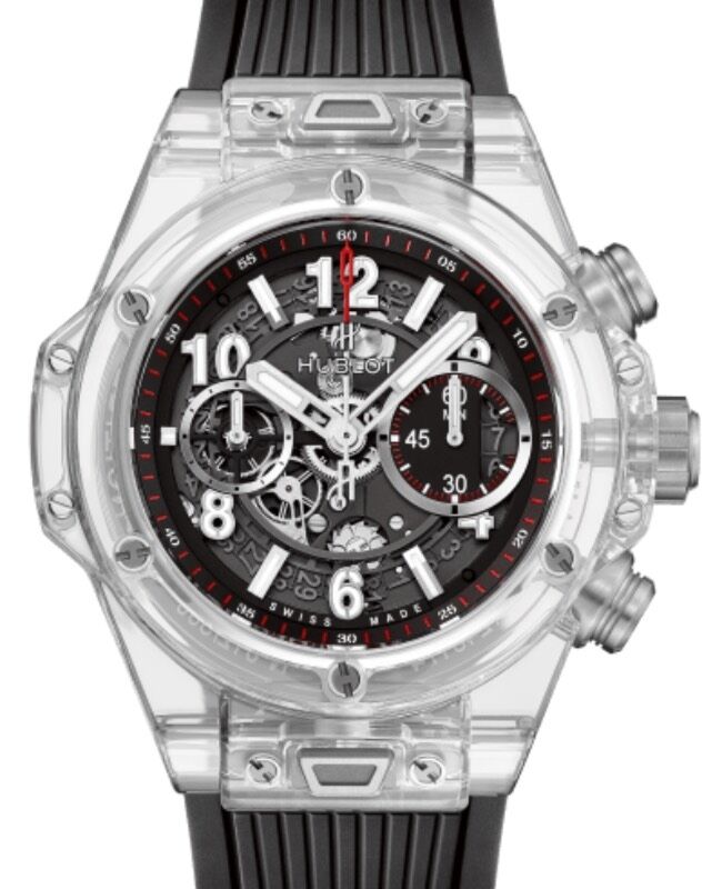 Hublot Big Bang Unico Chronograph Magic Sapphire 45mm Sapphire Crystal  Skeleton Dial Rubber Strap 411.JX.1170.RX - BRAND NEW