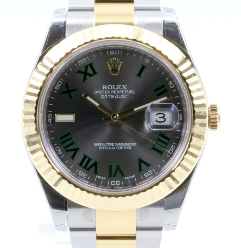 Rolex 41mm datejust ii 116333 grey with green outlet