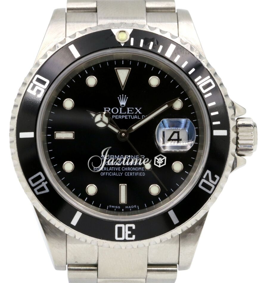 Rolex Submariner Stainless Steel 40mm Black Dial Aluminum Bezel SEL Oyster Bracelet No Holes Case 16610 PRE OWNED 2004 08