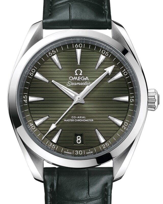 Omega Seamaster Aqua Terra 150M Co Axial Master Chronometer Stainless Steel Green Dial Alligator Leather Strap 41mm 220.13.41.21.10.001 BRAND NEW