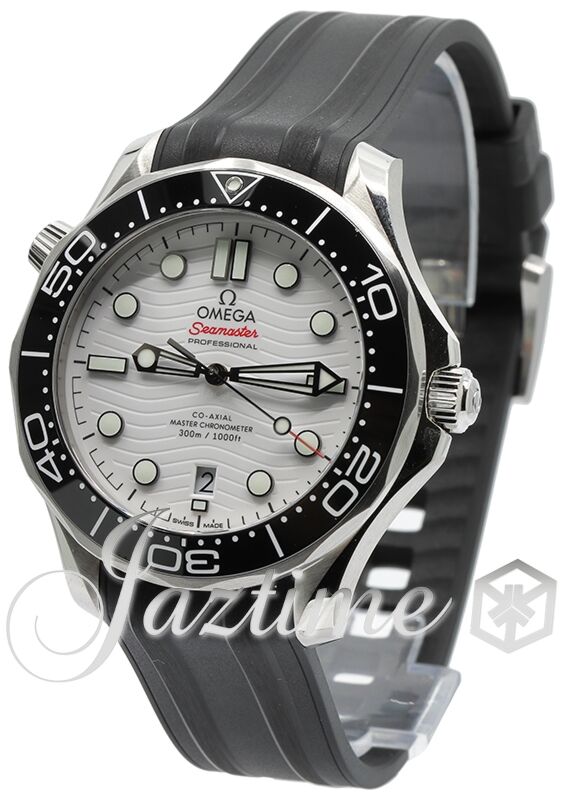 Omega Seamaster Diver 300M White Dial Rubber Strap Men s Watch