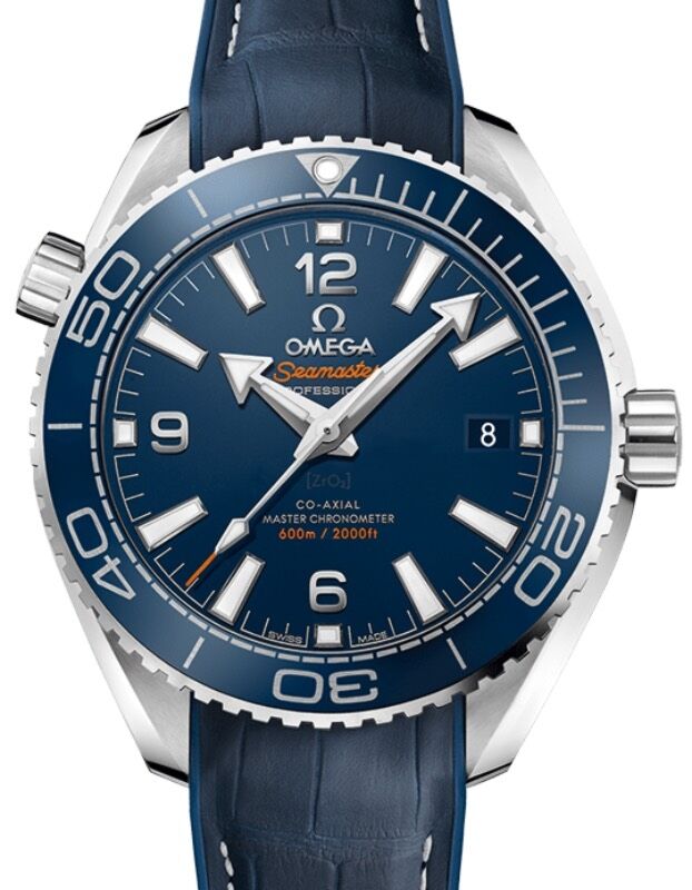 Omega Seamaster Planet Ocean 600M 39.5mm Steel Blue Dial Rubber Leather Strap 215.33.40.20.03.001