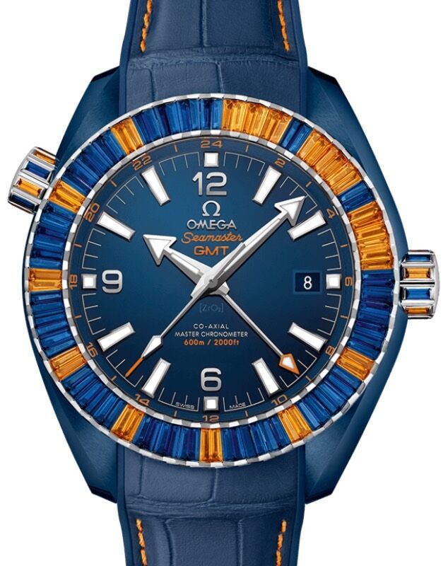 Omega Seamaster Planet Ocean 600M Blue Ceramic GMT and Worldtimer Watch 215.98.46.22.03.001