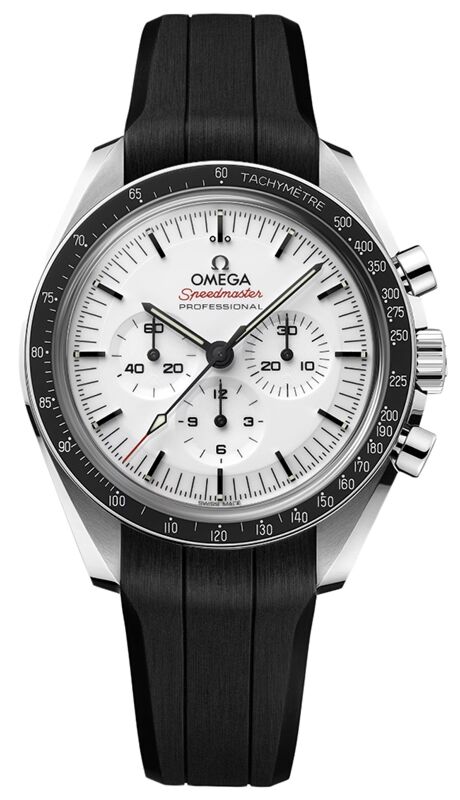 Omega Speedmaster Moonwatch Professional Chronograph Steel White Dial Rubber Strap 310.32.42.50.04.001