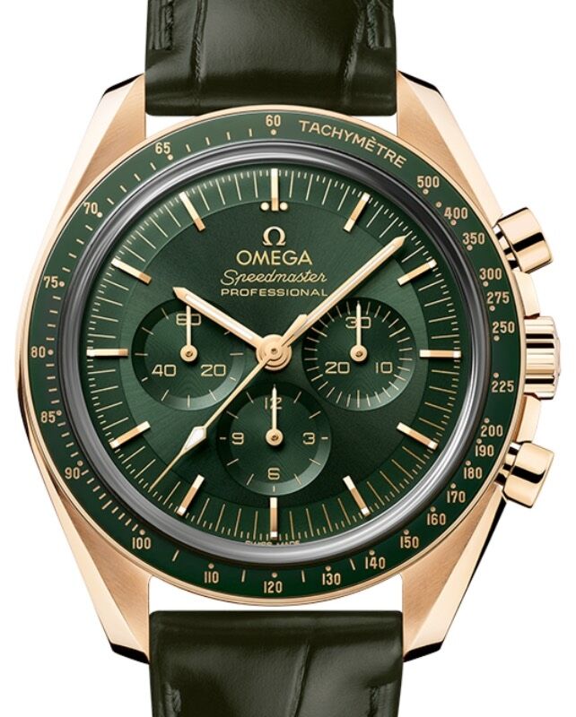Omega 310.63.42.50.10.001 Speedmaster Moonwatch Professional Master Chronometer Moonshine Gold Green Dial On Strap Men s 42mm by Exquisite Timepiec