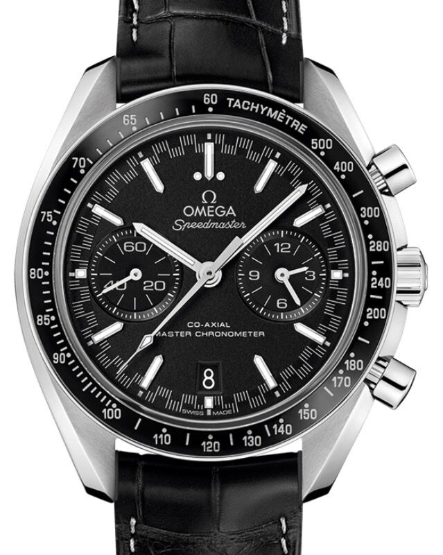 OMEGA Speedmaster ブラックダイヤル スォッチ Omega Speedmaster Two Counters Racing 44.25mm Steel Black