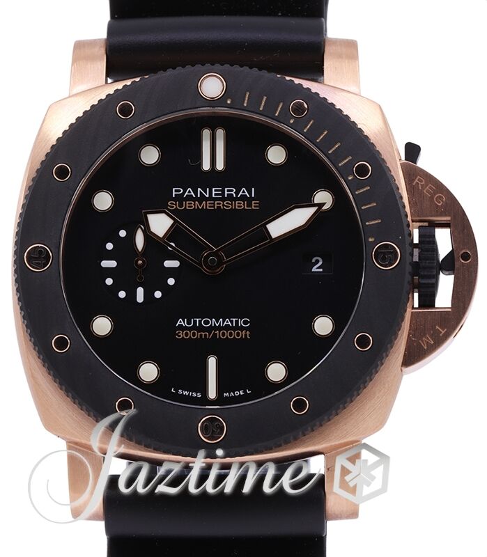 Panerai Submersible Goldtech OroCarbo Gold Copper Carbon Fibre 44mm Black Dial Rubber Strap PAM01070 BRAND NEW