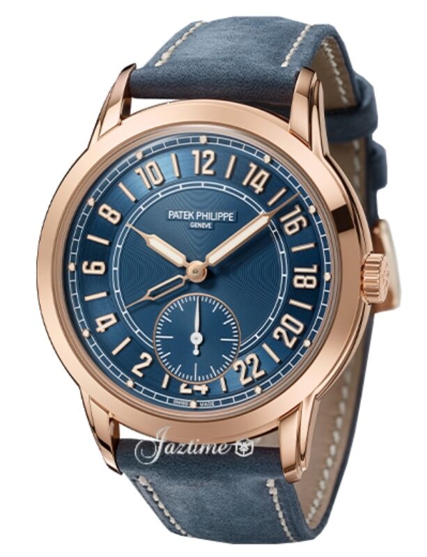 Patek Philippe Complications Calatrava 24 Hour Display Travel Time Rose Gold Blue Dial 5224R 001 BRAND
