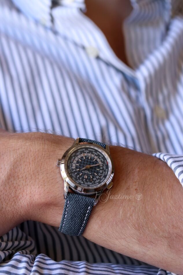 Patek Philippe Complications World Time Date White Gold Blue Gray Dial 5330G 001