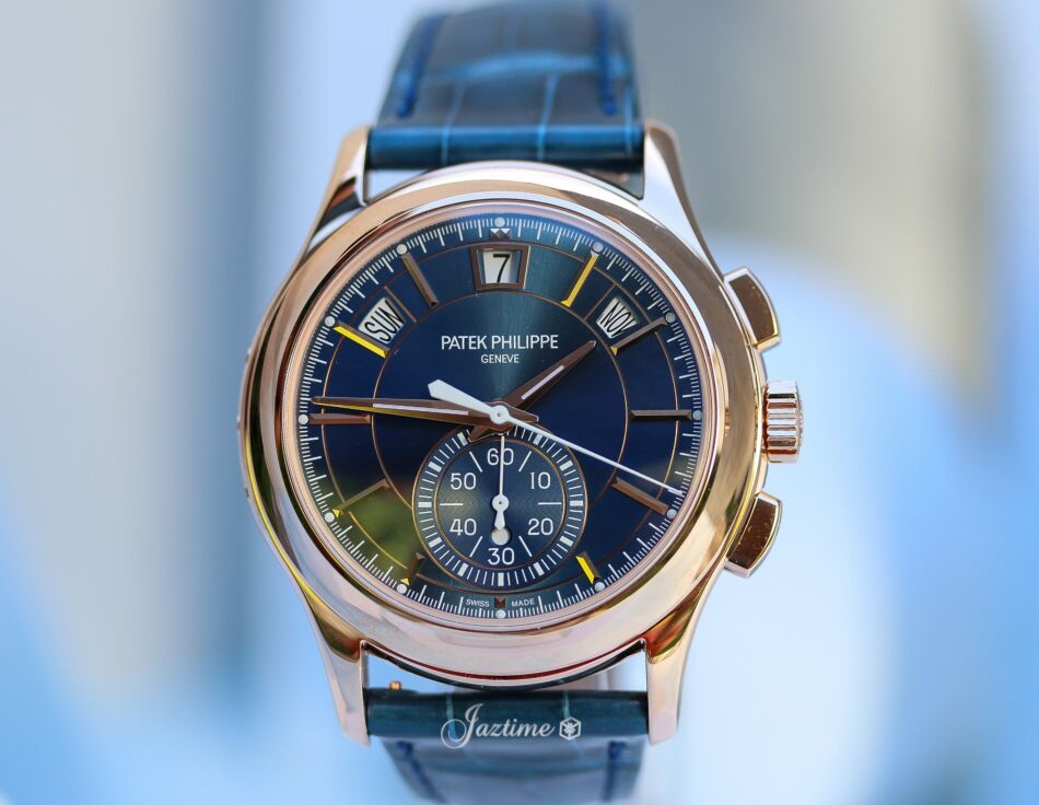Patek Philippe Complications Flyback Chronograph Annual Calendar Rose Gold Blue Dial 5905R 010 BRAND NEW