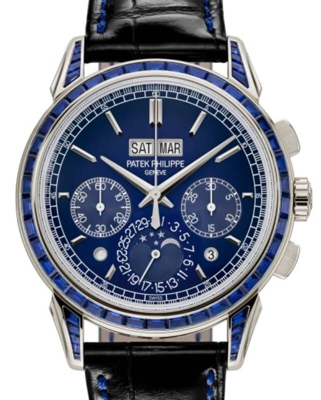 Patek Philippe Grand Complications Chronograph Perpetual Calendar Platinum Blue Dial 41mm Sapphire Set Bezel 5271 11P 010 BRAND NEW