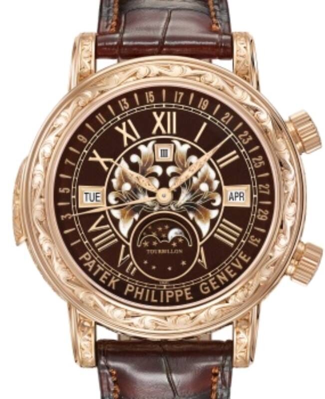 Patek Philippe Grand Complications Sky Moon Tourbillon Rose Gold Brown Enamel Dial 44mm 6002R 001 BRAND NEW