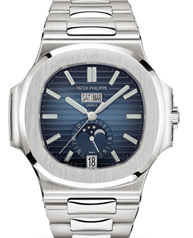 Patek Philippe Nautilus Annual Calendar Moon Phases Automatic Stainless Steel 40.5mm Blue Dial Steel Bracelet 5726 1A 014 PRE OWNED