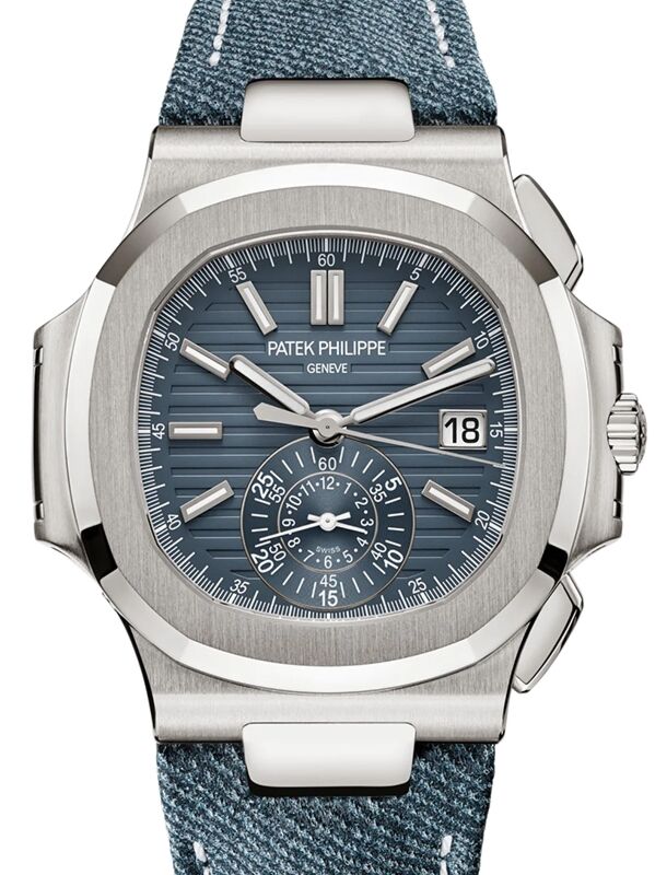 Patek Philippe Nautilus Chronograph White Gold Blue Gray Dial 5980 60G 001