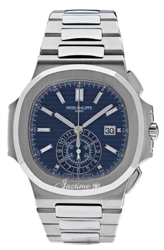 Patek Philippe Nautilus Chronograph White Gold Blue Diamond Baguette Dial 5976 1G