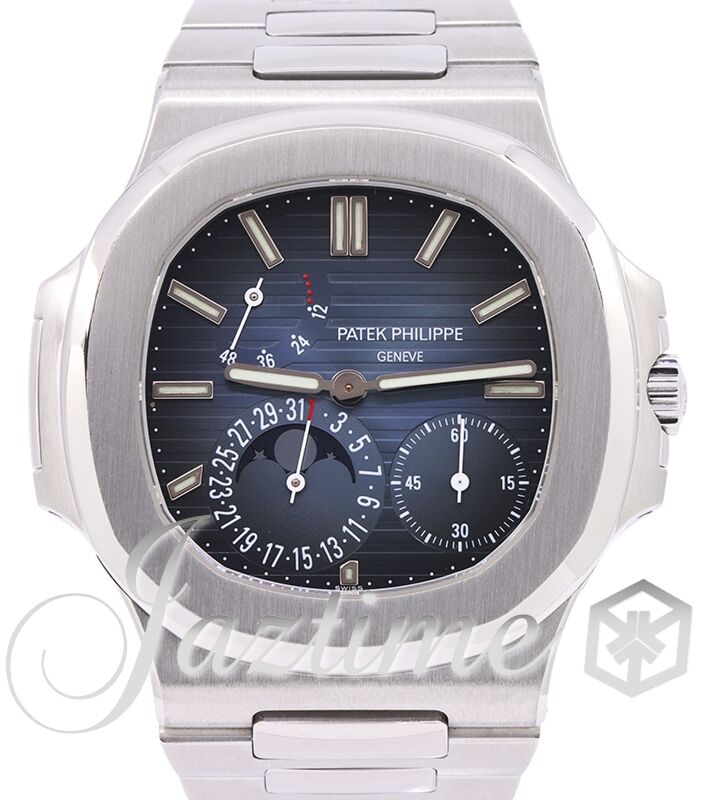 Patek Philippe Nautilus Date Moon Phases Stainless Steel Black Blue Dial 5712 1A 001 BRAND NEW