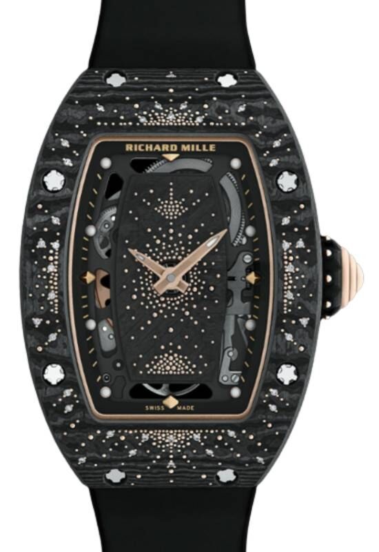 Richard Mille Automatic Winding Intergalactic Dark Night Carbon TPT Diamond Set Bezel RM 07 01 BRAND NEW