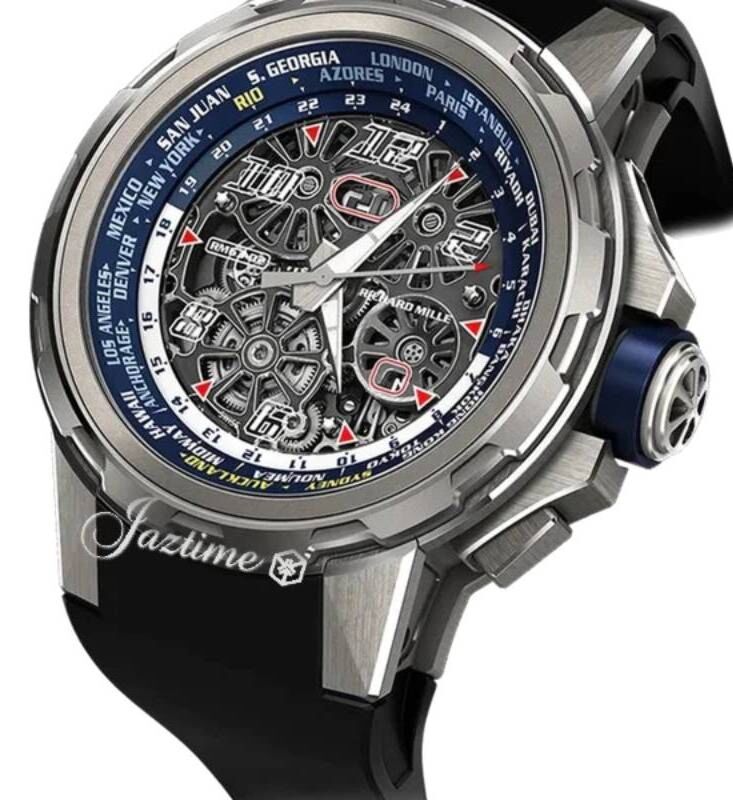 Richard Mille Automatic Winding Worldtimer Titanium RM 63-02