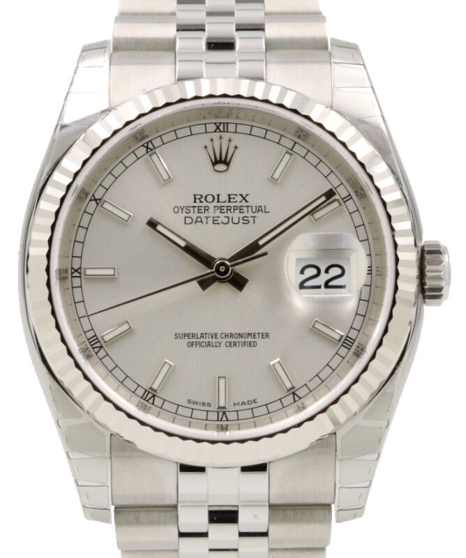 Rolex Datejust 36 White Gold/Steel Silver Index Dial