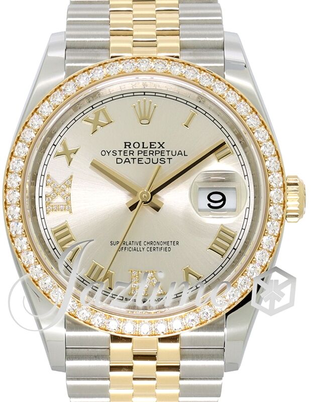 「大人気 新入荷 新品」に該当するファッション通販 Datejust Rolex 36 Diamond Roman Silver Gold/Steel Yellow テープ・マスキングテープ
