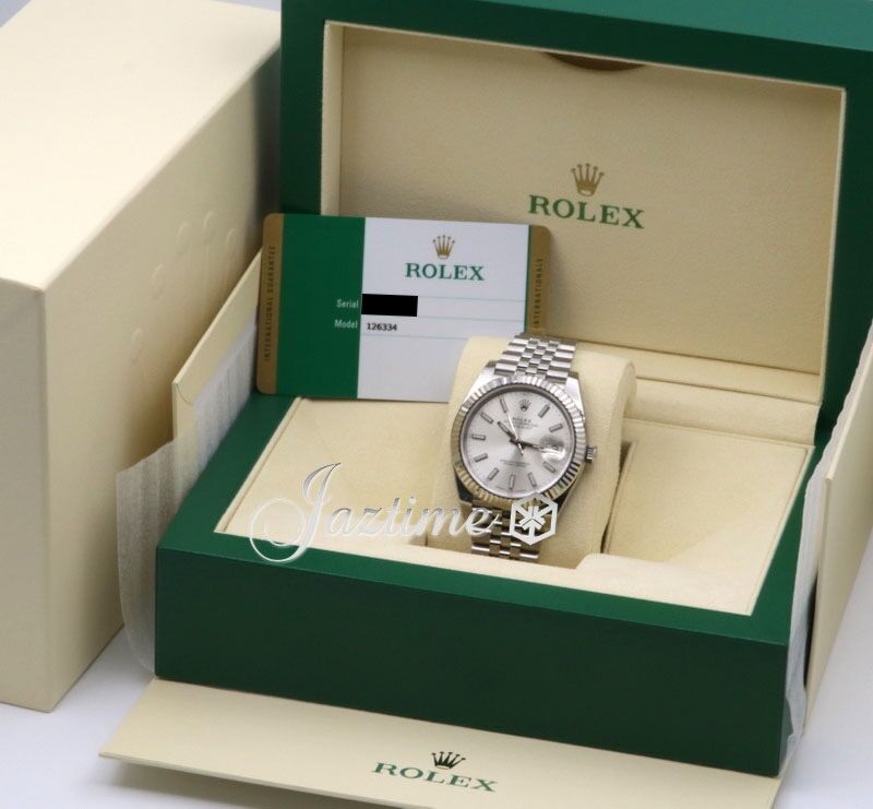 Rolex Datejust 41 126334 Silver Index Fluted White Gold