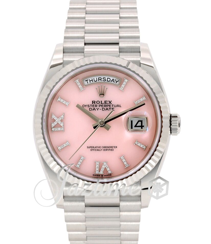 Nice Ghost Club pink T CHA☆ Rolex Day-Date 36 President White Gold Pink Opal Diamond