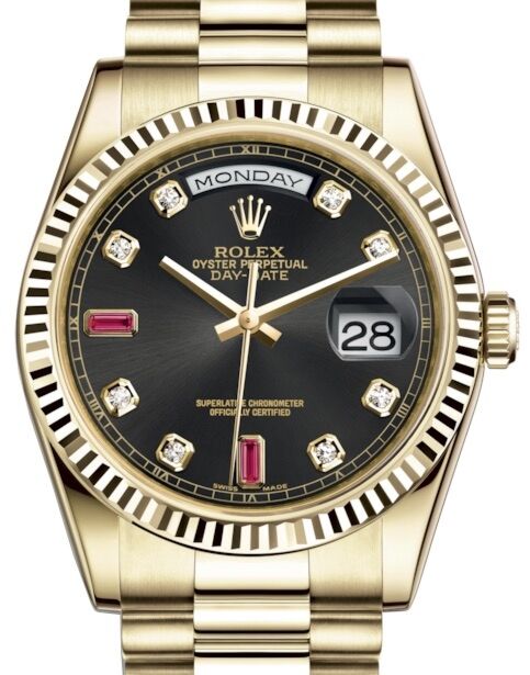Rolex day date gold black new arrivals