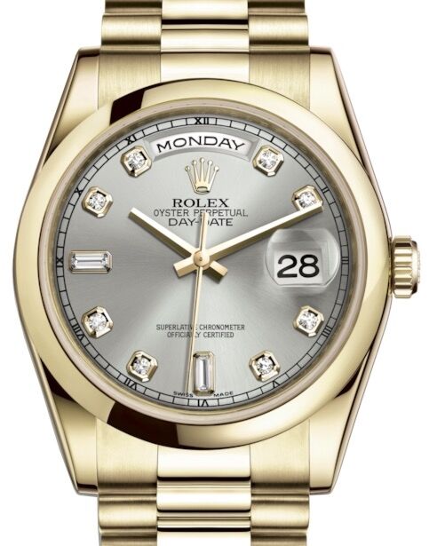 Rolex day date silver gold clearance