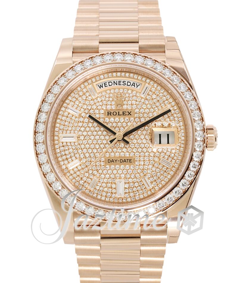 Rolex Day-Date 40 President Rose Gold Diamond Pave Dial