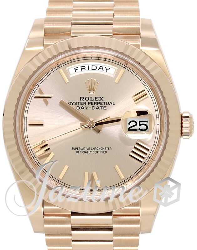 Rolex Day-Date 40 President Rose Gold Sundust Roman Dial 228235