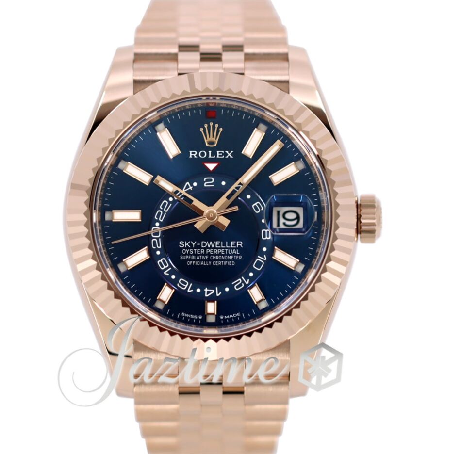 最新人気 Rolex Sky-Dweller Jubilee Dial Index Blue-Green Gold Rose シャツ/ブラウス(半袖/袖なし)