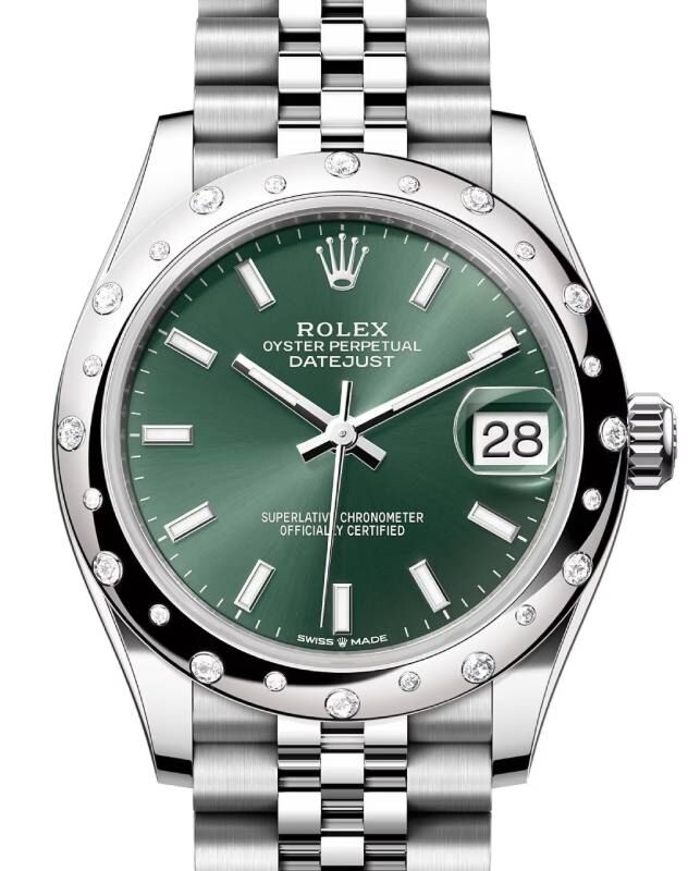Rolex datejust grey dial green numbers online
