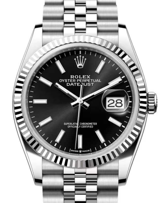 Rolex Datejust 36 White Gold/Steel Black Index Dial & Fluted