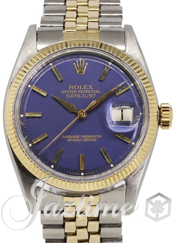 ROLEX Datejust36 1601 ジュビリーブレス C3989 Rolex Datejust 36 Yellow Gold/Steel Blue Index Dial Fluted