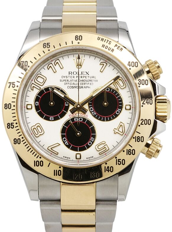 Rolex Cosmograph Daytona 116523 116523 IVRA White Arabic Black Subs Yellow Gold Stainless Steel BRAND NEW