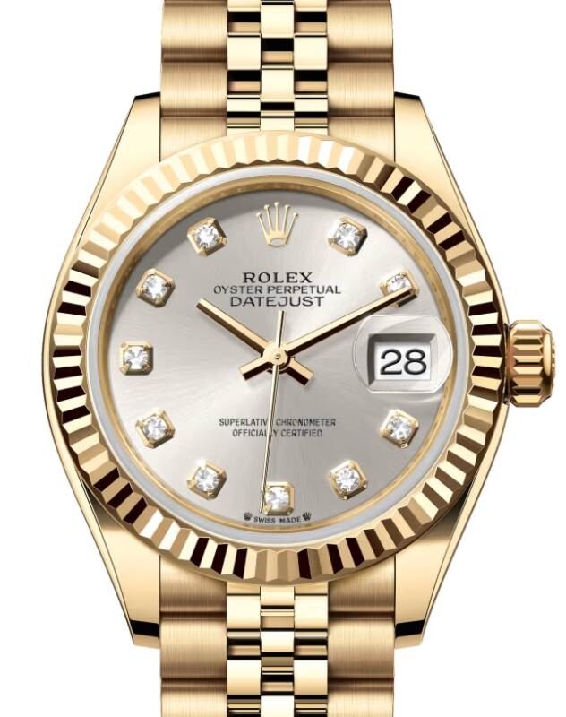 人気ブランド新作豊富 Rolex Datejust Yellow Bezel Fluted Diamond Silver 279178 28 その他