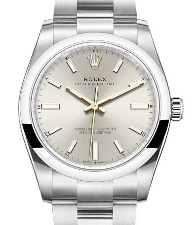 Rolex Oyster Perpetual 34 Stainless Steel Silver Index Dial