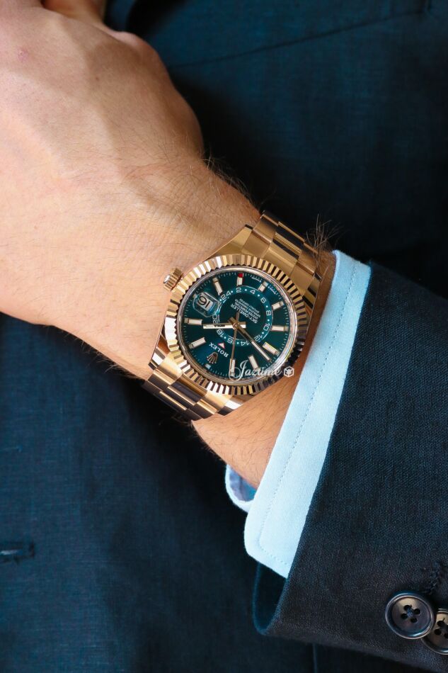Rolex Sky-Dweller Rose Gold Blue-Green Index Dial Oyster Bracelet 336935 -  BRAND NEW